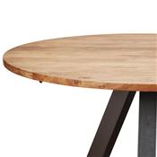 Table ronde 120 cm en bois massif et métal SPELLMAN