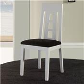 Chaise en bois blanc avec coussin noir PAPEL (lot de 2)