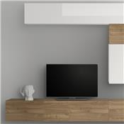 Ensemble meuble TV blanc laqué et couleur chêne GALATINA