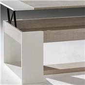 Table salon relevable couleur bois clair et blanc CANNES
