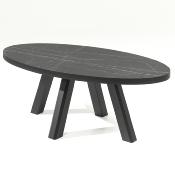 Table basse ovale effet marbre noir MORGANA