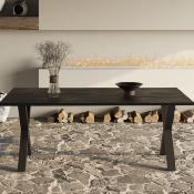 Table 200 cm noire en magnolia et métal HELLENE