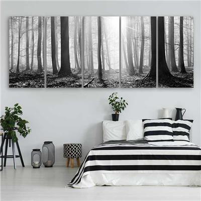 Tableau déco noir et blanc forêt Monochrome forest