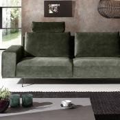 Canapé d'angle en velours vert avec un petit dossier LUCKY
