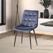 Chaise moderne en velours gris bleu JUDAS (lot de 4)