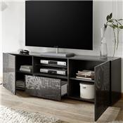 Grand meuble TV laqué anthracite design ELMA 2 Sans éclairage