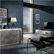Banc TV 150 cm blanc et gris design TORIO