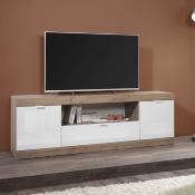 Meuble TV blanc et couleur chêne moderne SLINE