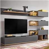 Ensemble meuble TV gris et couleur bois RUFFANO