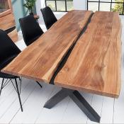 Table acacia et métal industrielle 200 cm AMANO
