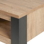 Table basse 120 cm couleur chêne clair et noir SIMEON