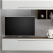 Ensemble télévision mural blanc et couleur bois foncé VASTO