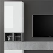 Meuble TV complet blanc laqué et gris ORIAGO