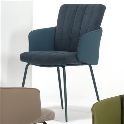 Chaise bleue moderne en tissu et PU OLYMPIA (lot de 2)
