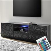 Grand meuble télé LED laqué gris design PAOLO 3