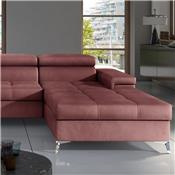 Canapé panoramique convertible en tissu rose EDNA