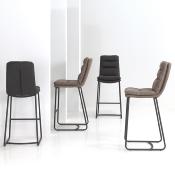 Chaise haute moderne en tissu taupe ESTELLE (lot de 2)
