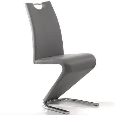 Chaise design grise PU LIDIE pour salle à manger (lot de 2)