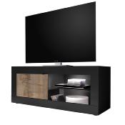 Meuble TV avec LED couleur bois et noir FOCIA 4
