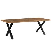 Table industrielle 190 cm couleur chêne foncé pieds X ETINCELLE