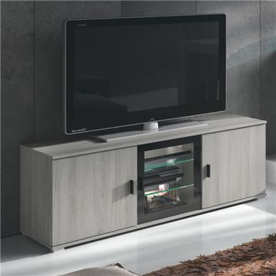 Meuble TV 135 cm contemporain couleur chêne gris TRINITA