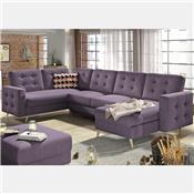 Canapé d'angle en tissu violet ATSUKO