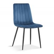 Chaise en velours bleu moderne WILLIAM (lot de 4)
