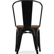 Chaise industrielle noire bois et métal VALERIANNE (lot de 4)
