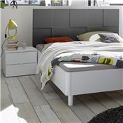 Chambre à coucher blanc et gris laqué TIAVANO lit 180 cm