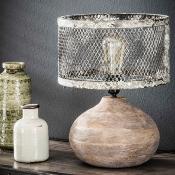 Lampe de table en bois et métal industrielle MARTA