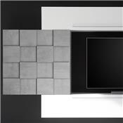 Ensemble meuble TV mural blanc et gris béton LICATA