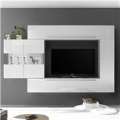 Meuble mural TV blanc laqué design SALEMI