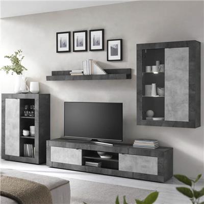 Ensemble de meuble TV gris design GIOVETO