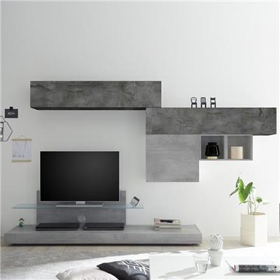 Meuble TV avec rangement gris design SPINA