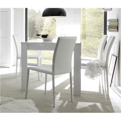 Table à manger 160x90 cm blanc laqué design FOCIA 2 Sans rallonge