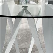 Table à manger ronde design en verre et métal blanc MARION
