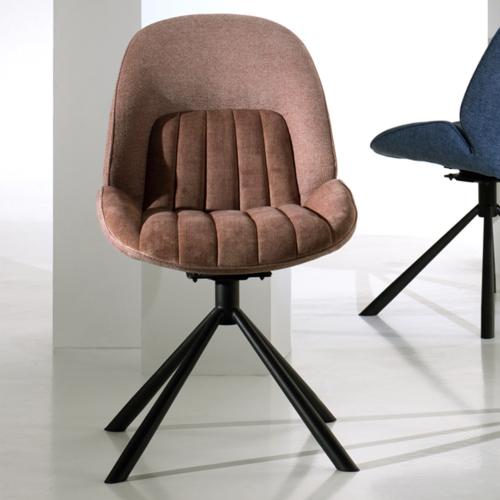 Chaise moderne pivotante taupe en tissu ZOLA (lot de 2)