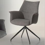Chaise pivotante en tissu gris clair PARISSE (lot de 2)