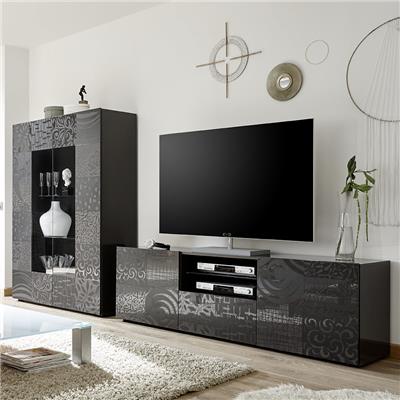 Grand ensemble TV gris laqué design ELMA 2