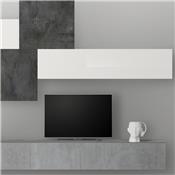 Meuble mural TV gris et blanc laqué PULSANO