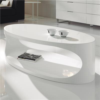 Table basse ovale blanc laqué design OXY