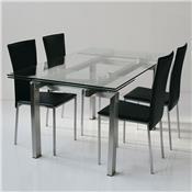 Table extensible en verre et acier brossé design LILIA