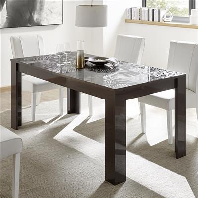 Table de repas gris laqué design 140 cm ELMA 2