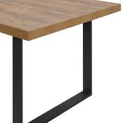 Table industrielle pieds en U couleur bois foncé ONNIX