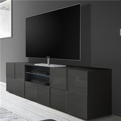 Grand meuble TV design gris laqué design SANDREA 2