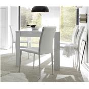 Table à manger 180x90 cm blanc laqué design FOCIA 2 Blanc 180 cm Avec 1 rallonge