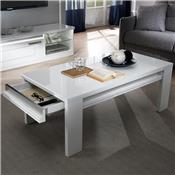 Table basse 120 cm blanche laqué design NEVAHE
