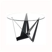Table ronde en verre et métal noir design EROS