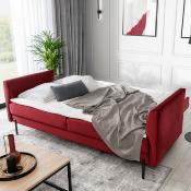 Canapé en tissu gris 3 places avec lit REVIVA