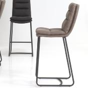 Chaise haute moderne en tissu taupe ESTELLE (lot de 2)